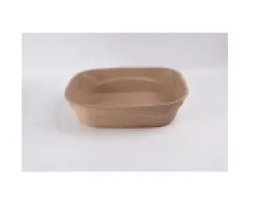Brown disposable biodegradable cat litter box shown in one of three available sizes.