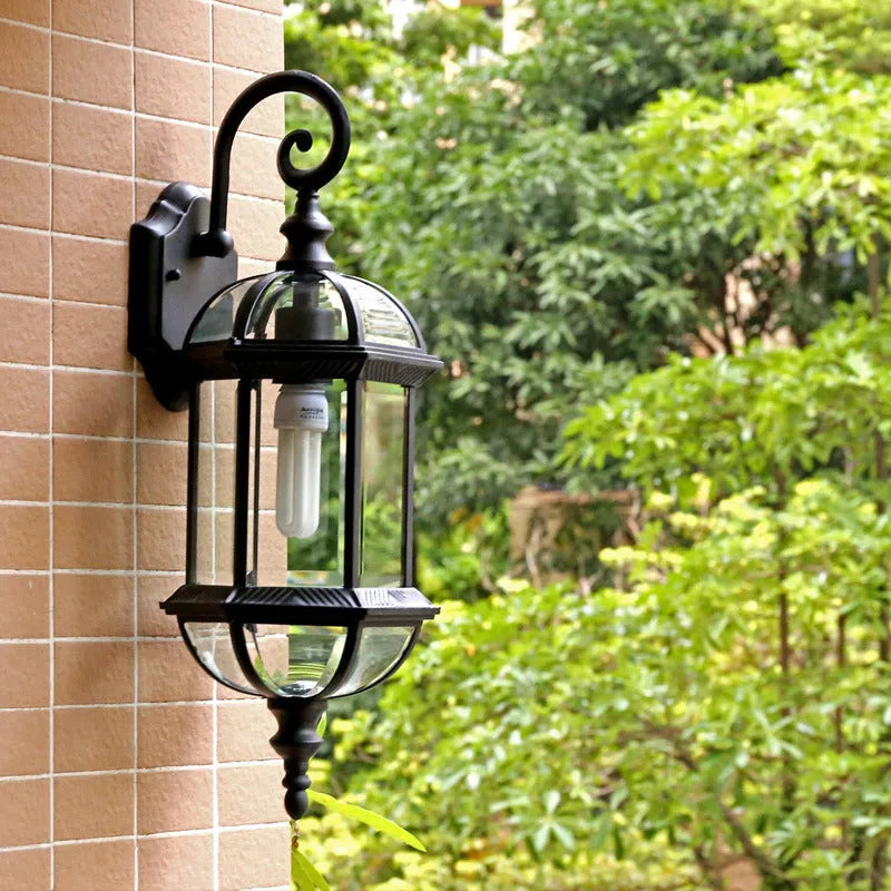 Courtyard outdoor waterproof wall lamp in black or gold with three-layer eight-inch aluminum design