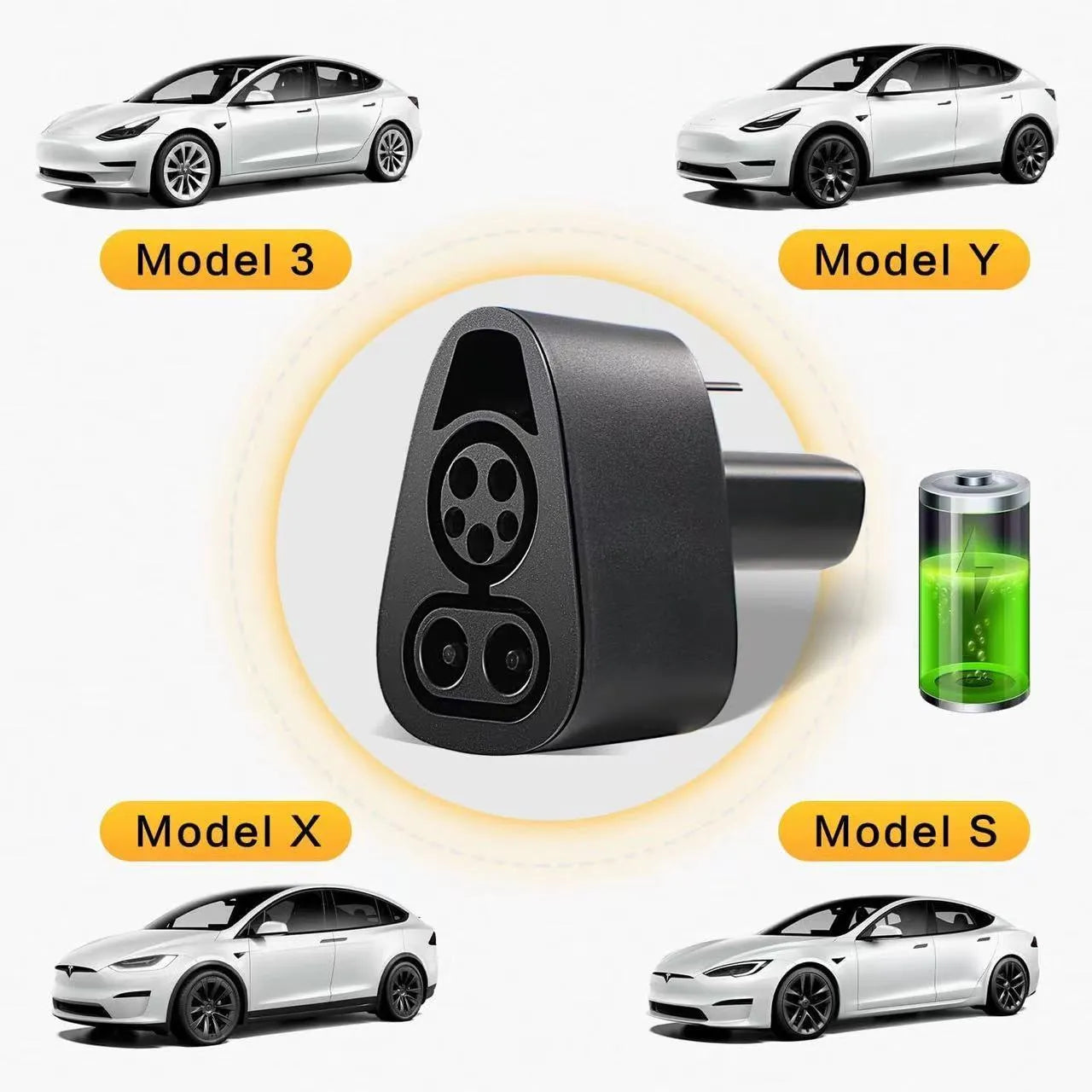 Black Tesla charging plug conversion adapter for American Standard to Tesla compatibility