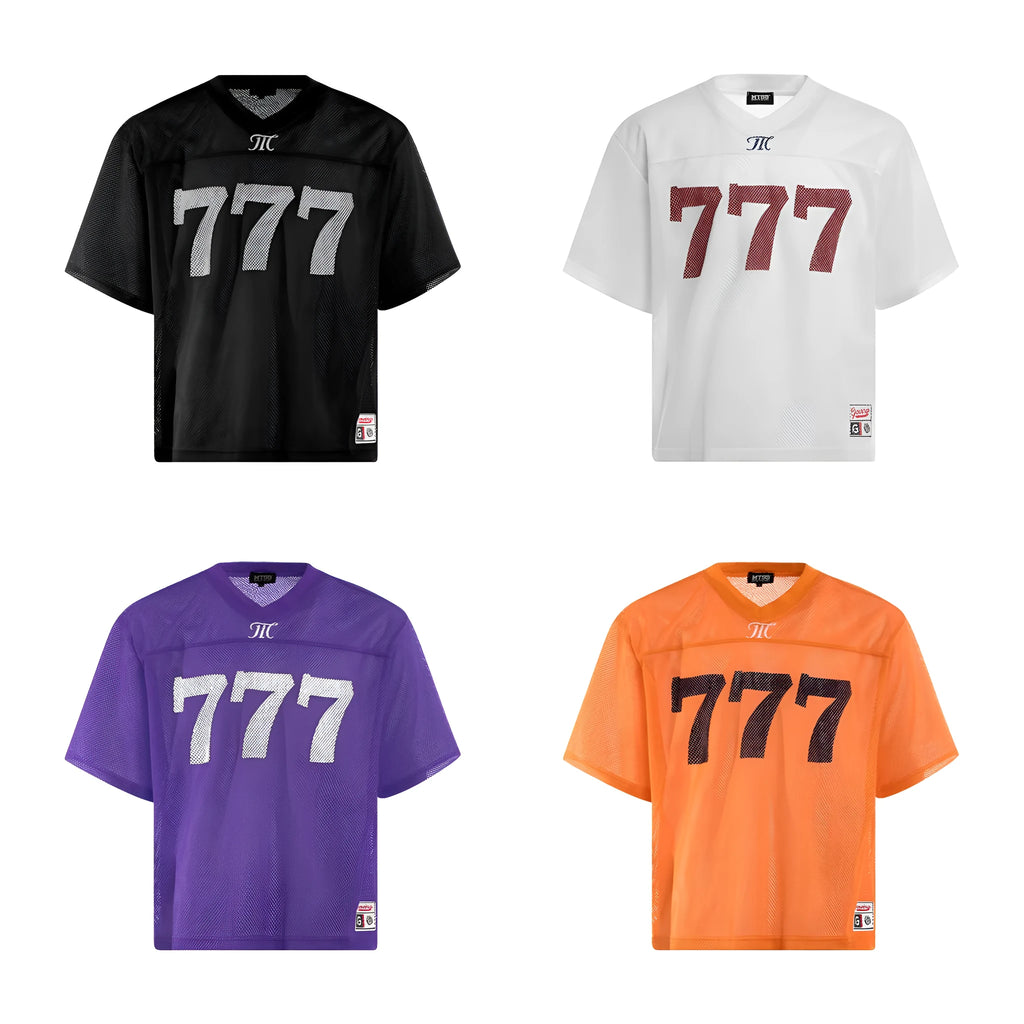 Loose-fit retro style t-shirt in black, white, purple or orange colours