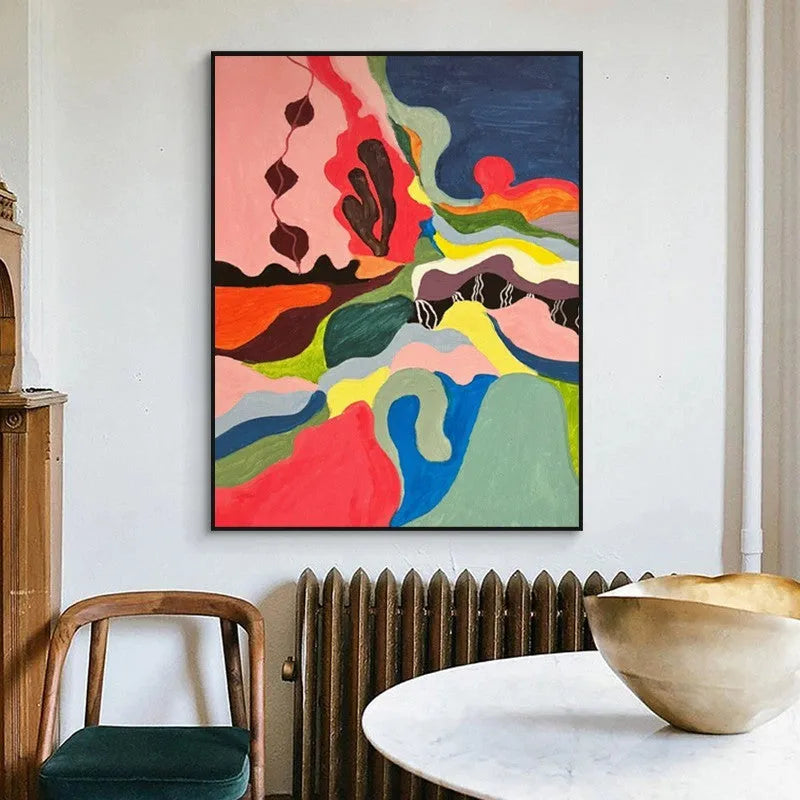 Handmade abstract oil painting on canvas, rolled and frameless, for living room or bedroom wall decor