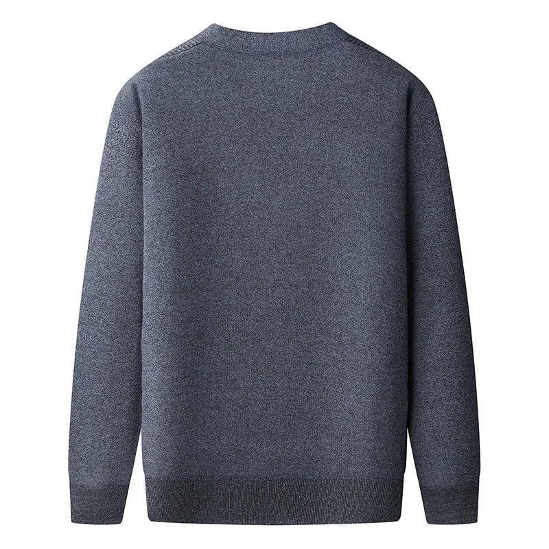 Plus-size men's grey fleece-lined cardigan with batwing sleeves on a hanger.