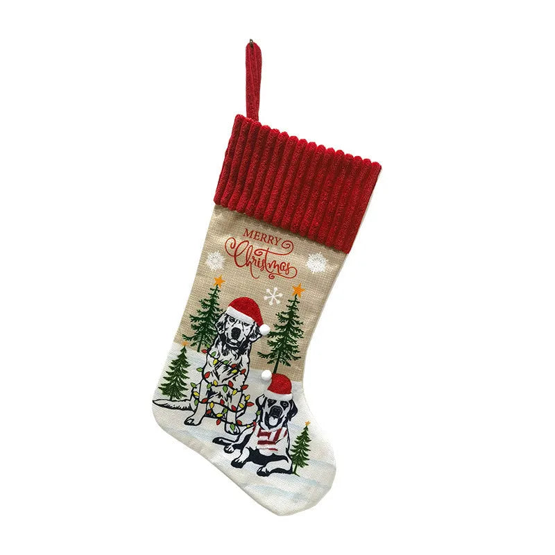 Christmas tree pendant with cats and dogs by fireplace, cloth ornament 46x28cm