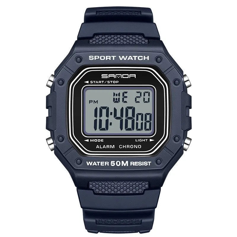 Youth waterproof electronic swimming watch with digital display and alarm clock in multiple colour options