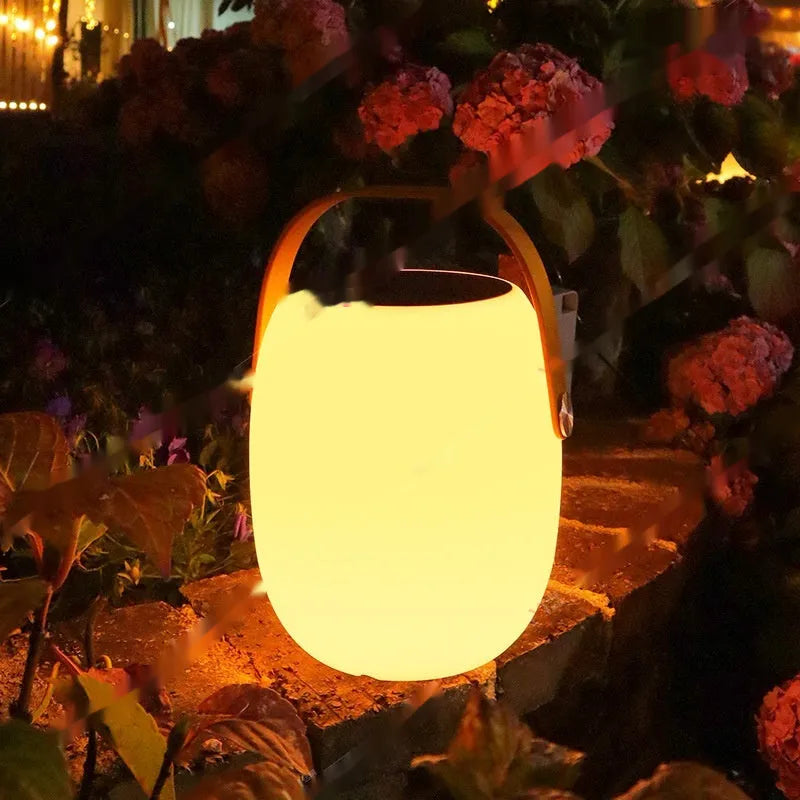 Solar garden ambience light white plastic IP65 outdoor decorative USB rechargeable 18x27cm