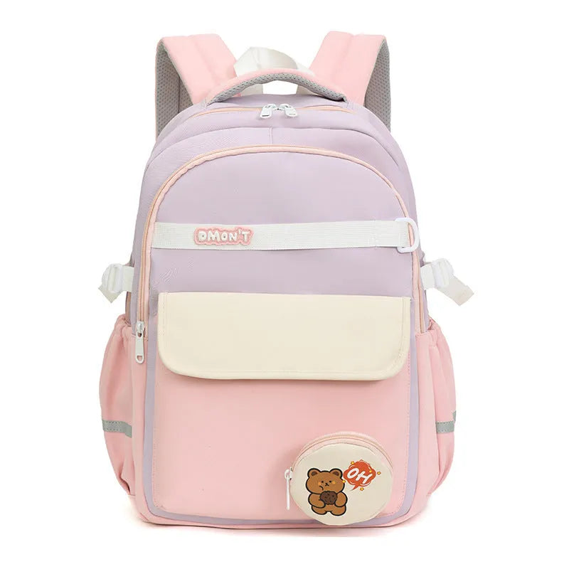 High school campus large capacity commuter backpack Oxford cloth curved shoulder straps 36-55L unisex black colour