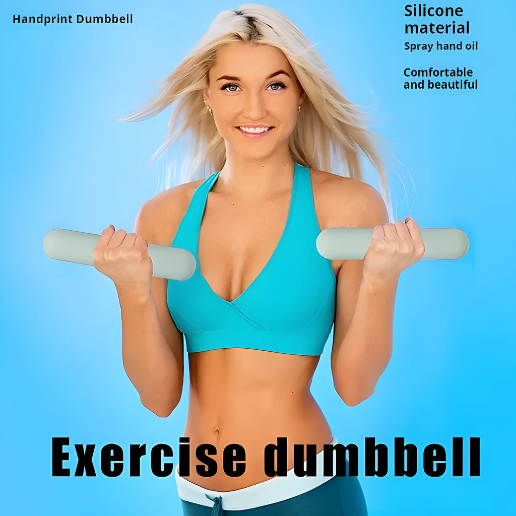 Silicone grip hand-drawn dumbbell stick in various colours and weights for fitness training.