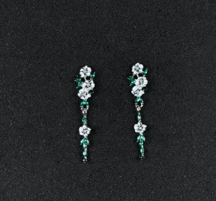 Galvanised geometric Chinese-style earrings with petal elements in zinc alloy