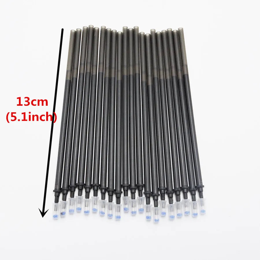 0.5mm erasable pen set with needle tip, refills and caps in black, blue and red colours