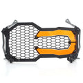 Quick-release steel and acrylic headlight protective cover for BMW GS motorcycles in multiple colour options.