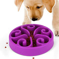 Colour options of an eco-friendly dog slow feeder bowl with maze pattern and non-slip base.