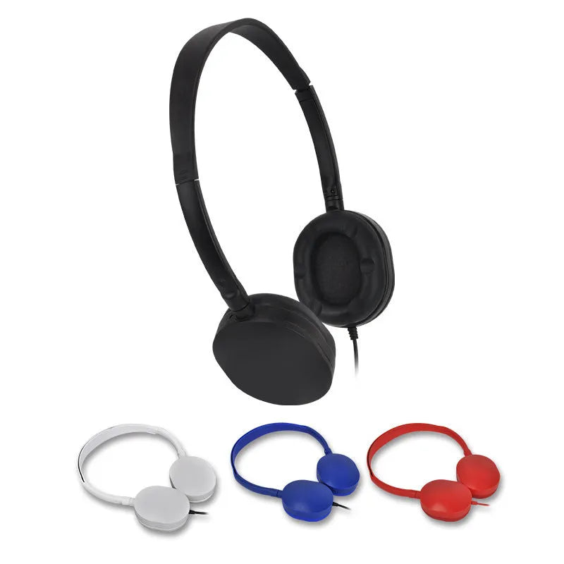 Retro solid colour over-ear headset with silicone headband and 1.2m cable shown in black