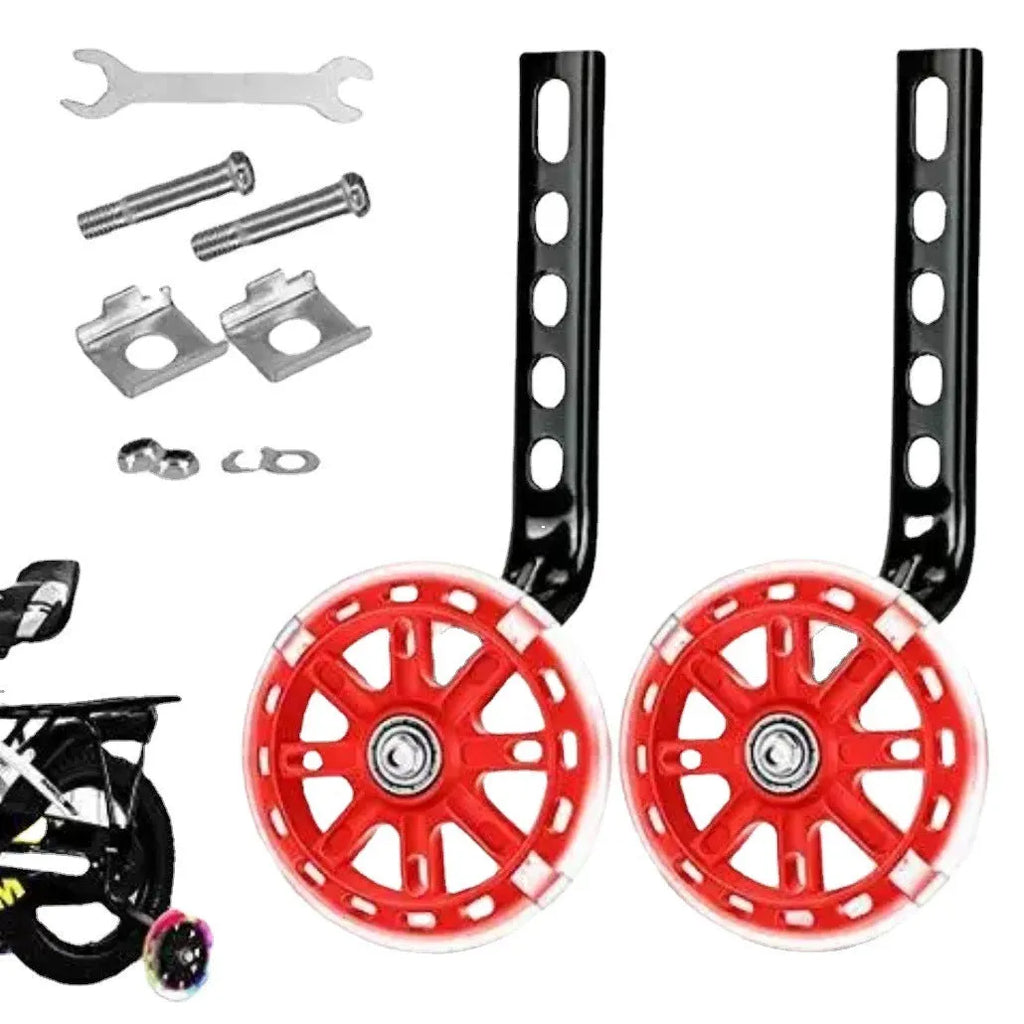 Children's glow auxiliary bicycle training wheel set with universal bracket in multiple colours