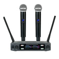 Home karaoke VHF one-to-two wireless microphone system in black with regulator and two microphones