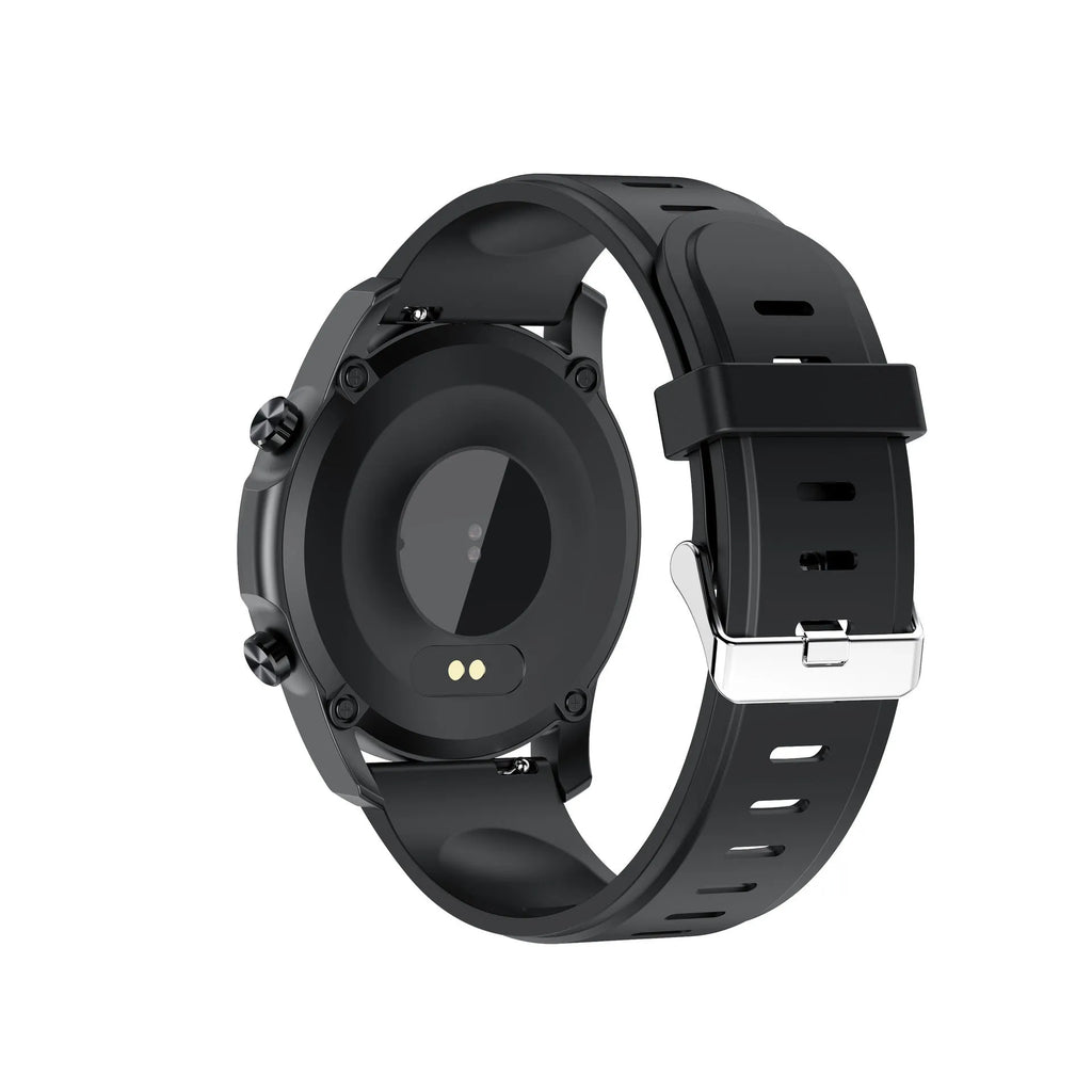 Youth2 black zinc alloy smart bracelet with screen displaying body temperature.