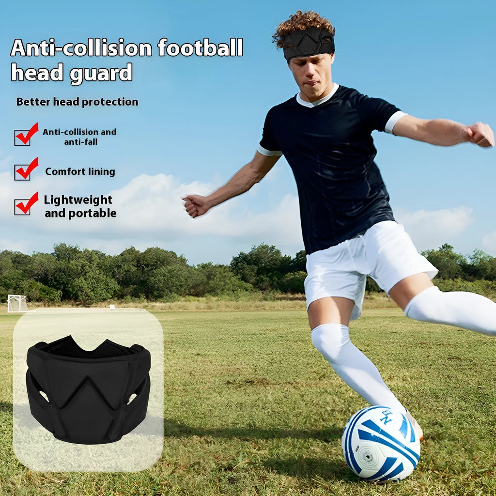Adult black head protection belt for goalkeepers and rugby sports, 28.4 x 13.2 x 3.6cm