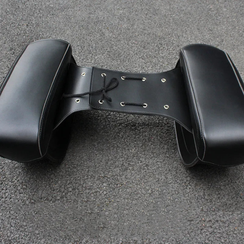 Retro wind motorcycle saddle bag in PU leather with side box mounting