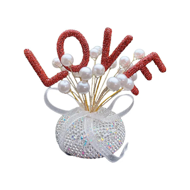 Clay star car decoration ornament for centre console in various red, pink, and pearl white colour designs.