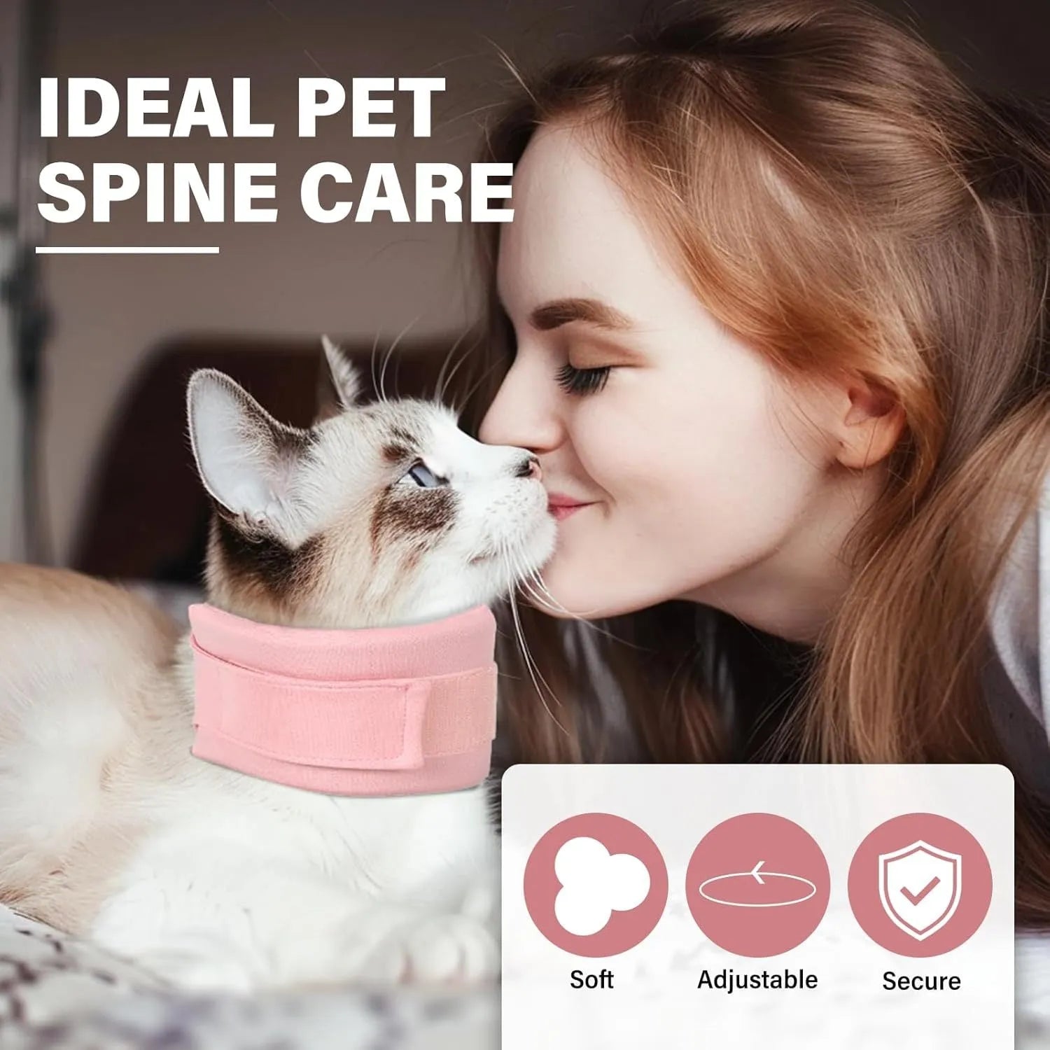 Soft grey recovery cone collar for cats and dogs with size measurement chart