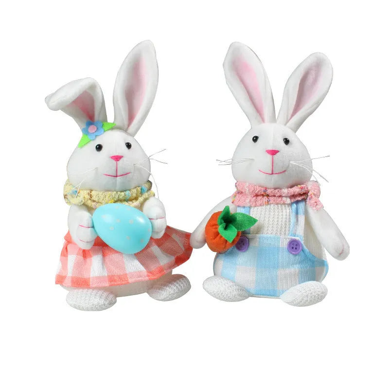Easter cartoon rabbit tabletop decoration cloth padded cotton plastic 11x11x24cm luminous