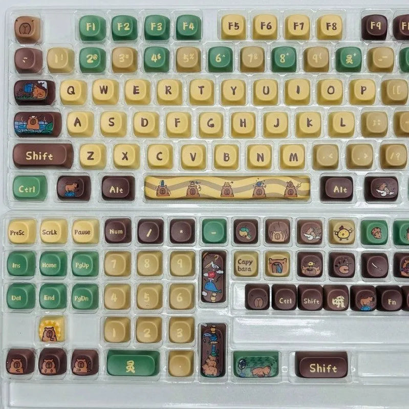 Capabala 130-key PBT plastic mechanical keyboard keycap set with MOA profile, shown as a full set for replacement.