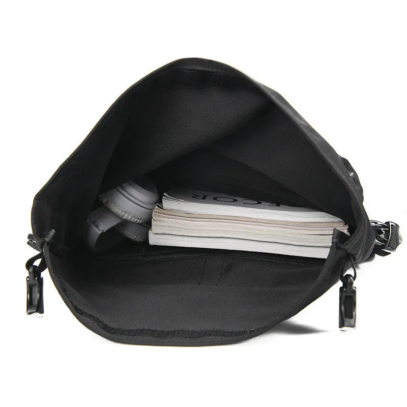 Men's multi-functional outdoor travel business backpack in black waterproof nylon