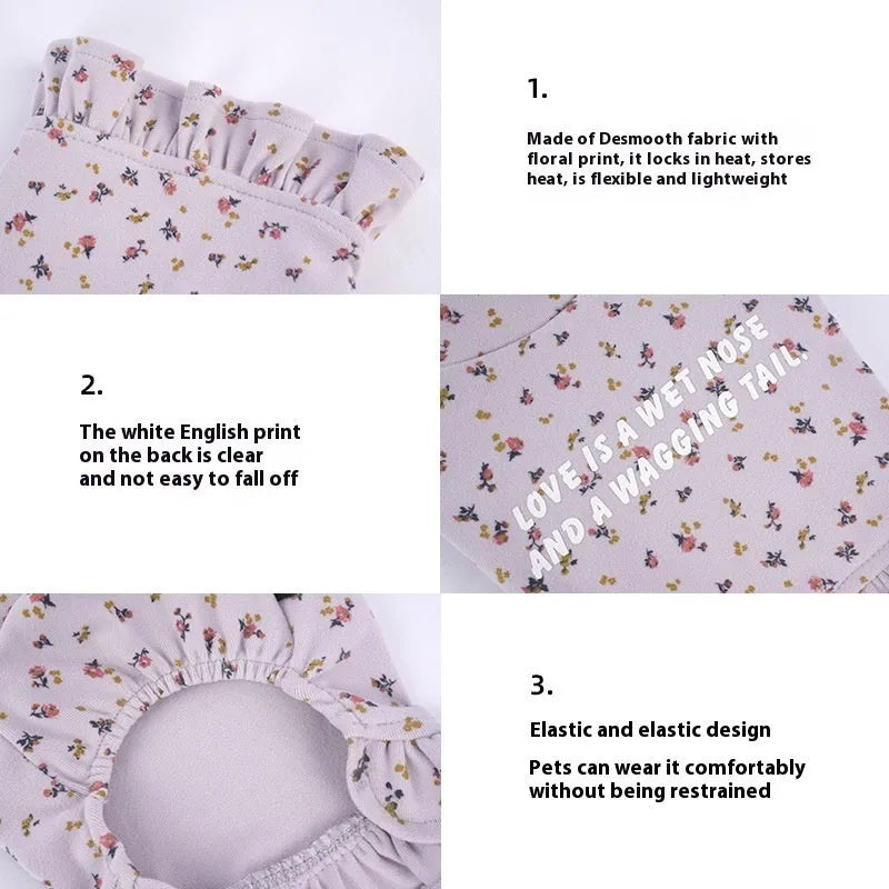 Light purple floral undershirt for small dog on teddy bichon breed