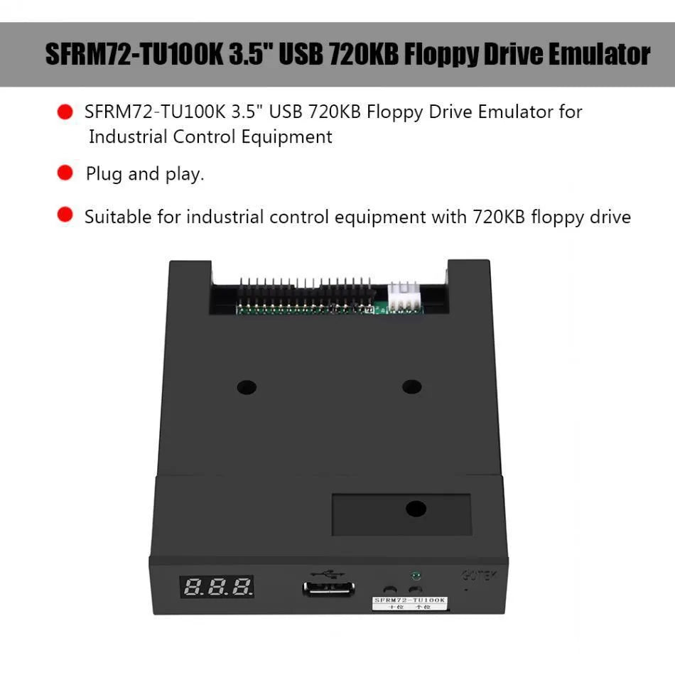 SFRM72-TU100K black ABS USB floppy drive emulator with 34-pin connector and screws