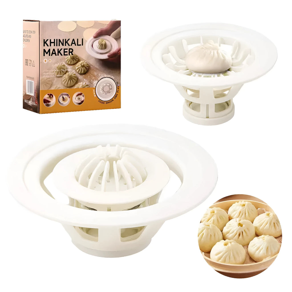 Four identical black plastic steamed bun moulds for making baozi and dumplings