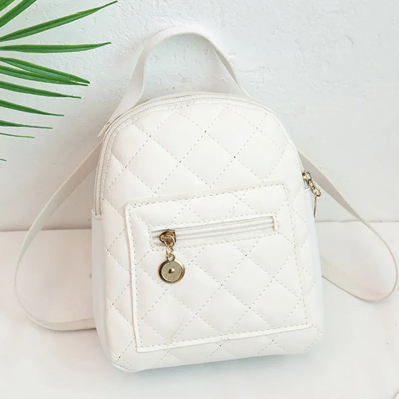 Hard square Korean-style embroidered backpack for girls in black, pink, or white.
