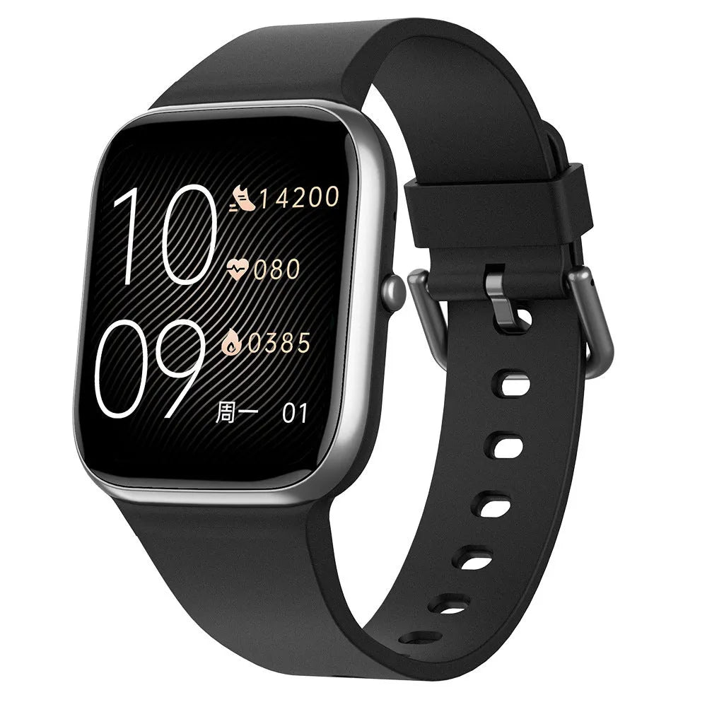 Smart watch with blood pressure and blood oxygen monitoring, TFT screen, touch button, available in black, blue, or pink