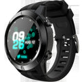 Black smart watch for men with 1.3-inch screen showing fitness tracking interface