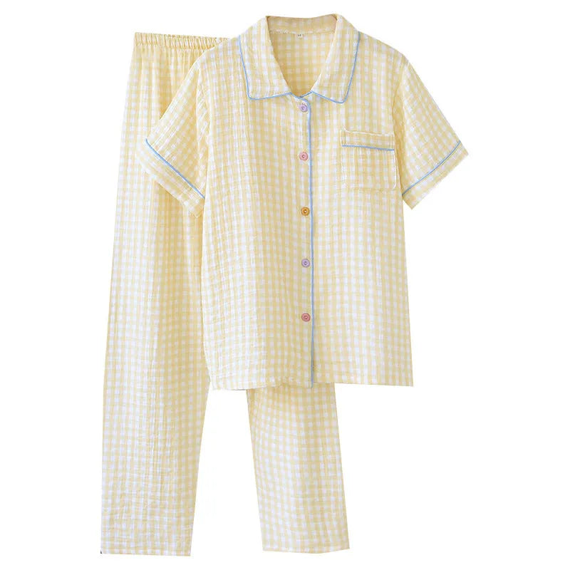 Women's washed cotton short-sleeve trouser outfit set in Flower Sea pattern