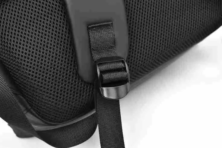 Men's waterproof PU leather backpack in black colour with computer compartment