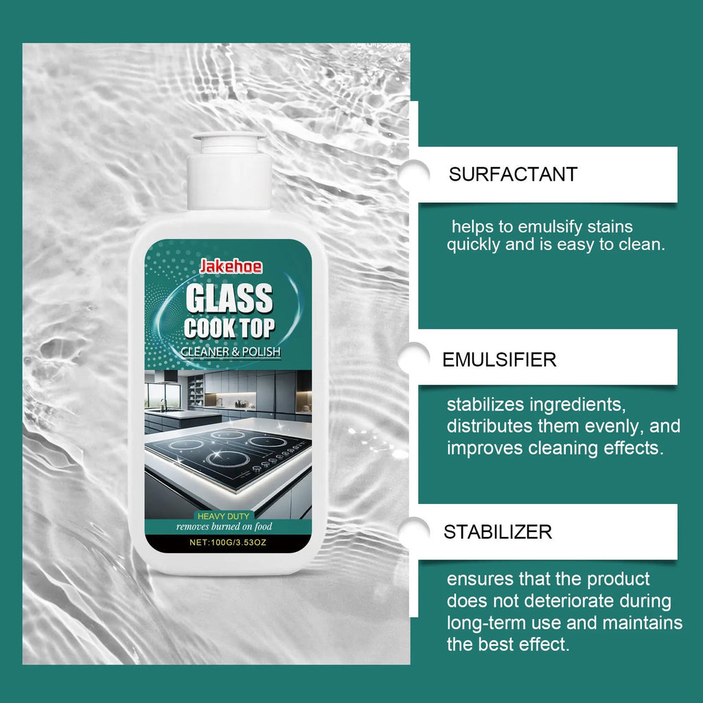 Glass stove cleaning polish 100g liquid decontamination cleaner for stovetop brightening