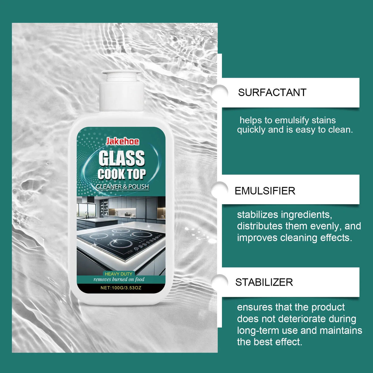 Glass stove cleaning polish 100g liquid decontamination cleaner for stovetop brightening
