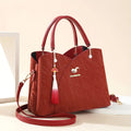 Women's soft PU messenger bag in ethnic style with horizontal square shape