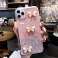 Butterfly starry sky glitter TPU phone case for iPhone, transparent back cover with drop protection
