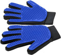 Blue silicone pet grooming gloves with 255 massage tips for dogs and cats