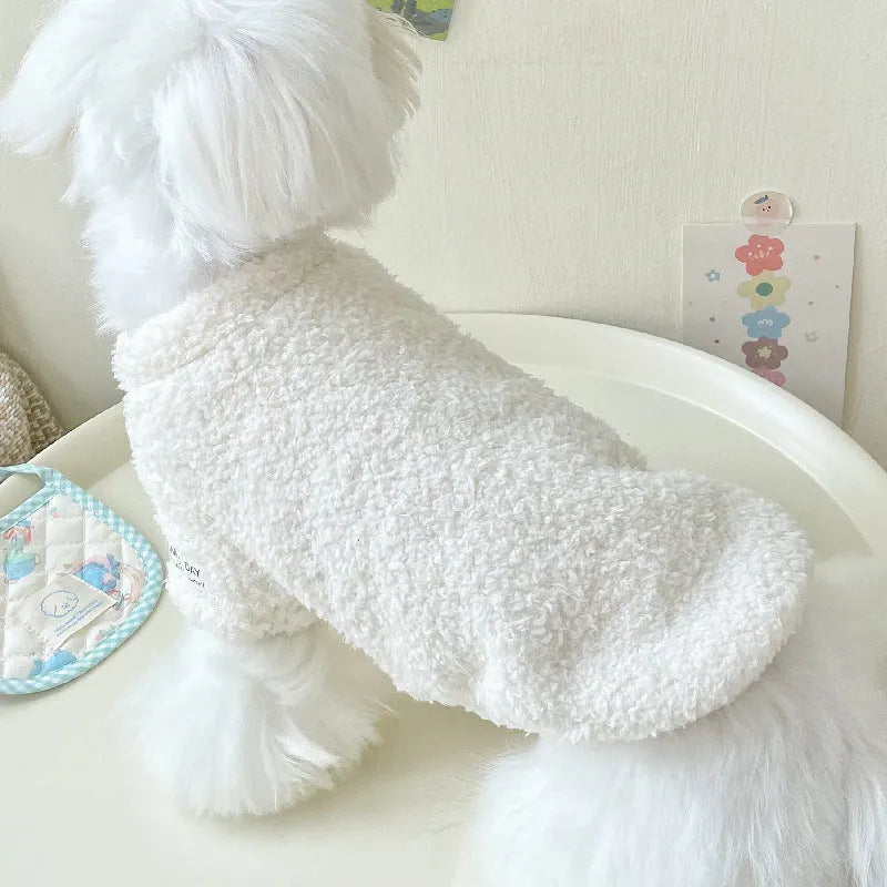 Double-sided cloud velvet pet clothes for small dogs or cats in various colours and sizes.