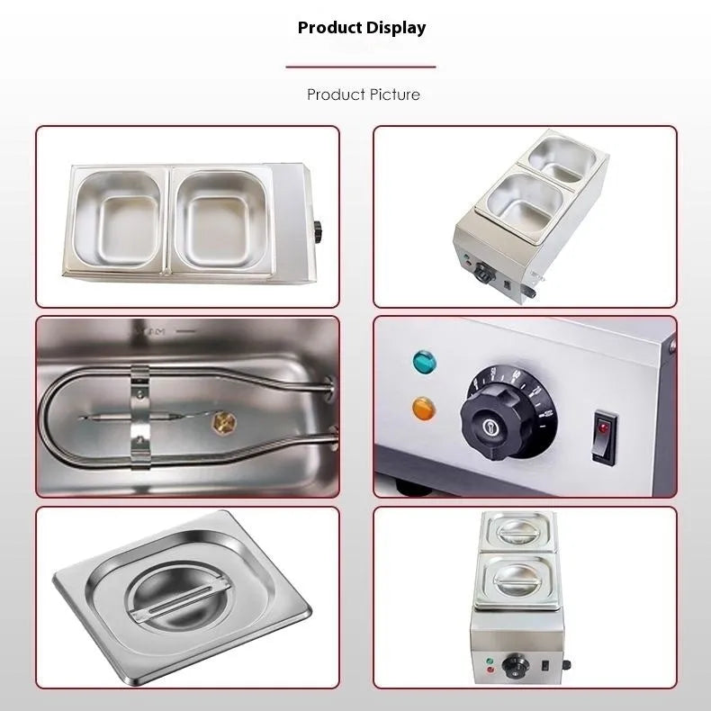 Commercial electric chocolate melting machine with stainless steel tank and temperature controls
