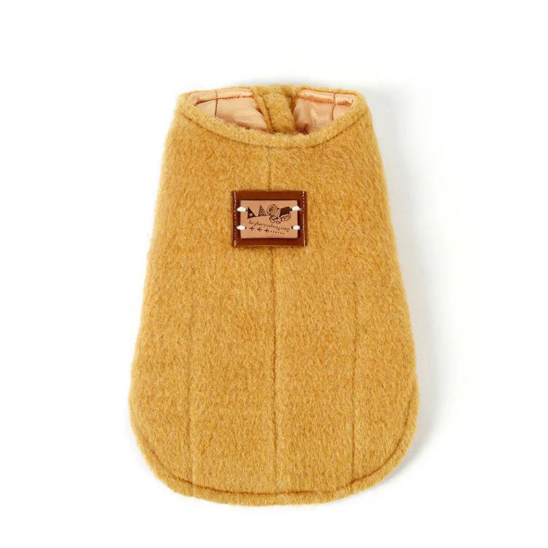 Korean cashmere vest style cotton dog clothes in blue, red, and yellow for autumn and winter wear