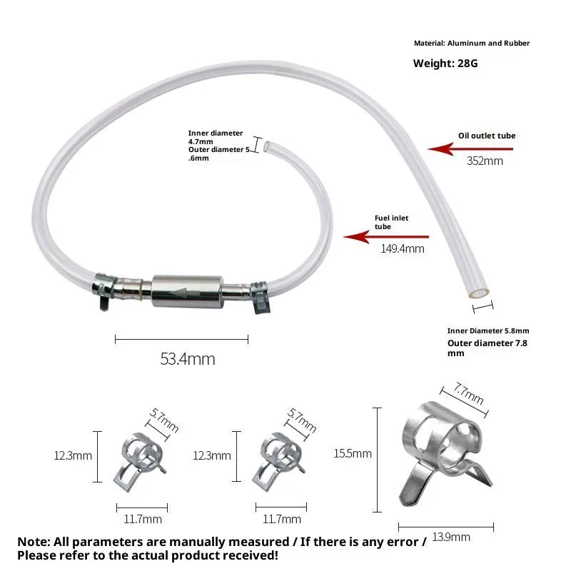 Motorcycle oil filling pipe 5mm aluminium rubber oil suction tool