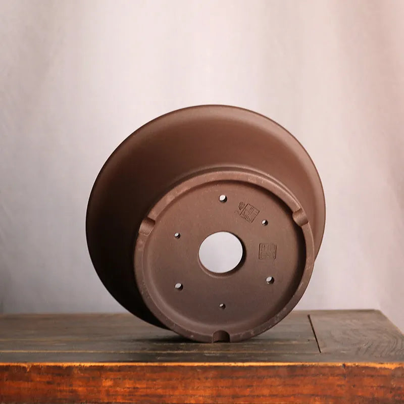 Linglong large capacity ceramic flower pot in classic purple clay round bowl basin design