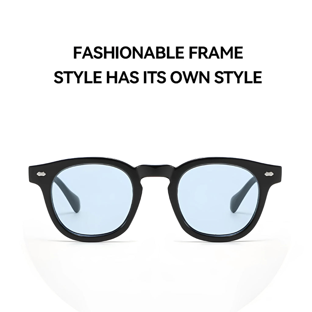 Round rim retro sunglasses with UV400 lenses and TR90 plastic frame in multiple colour options.