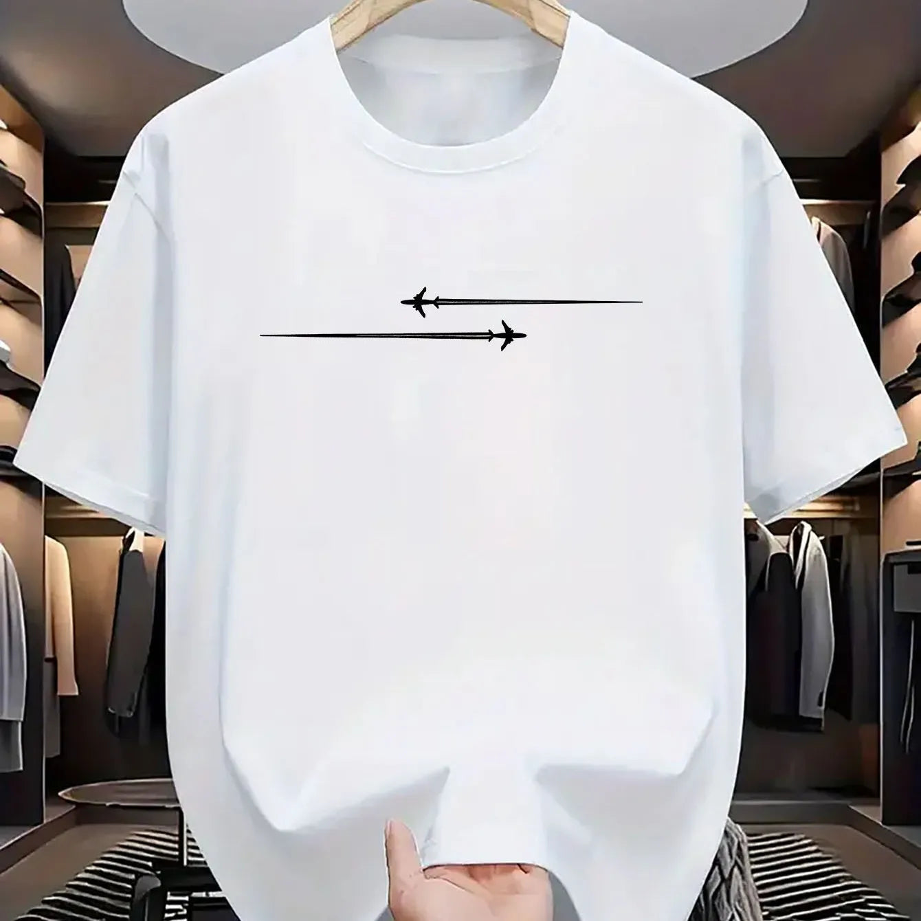 Loose fit cotton blend sports t-shirt in multiple colours on a hanger.