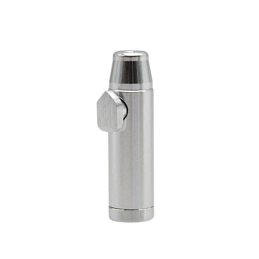Aluminium alloy bullet-shaped cigarette holder with a flat head, shown in multiple colour options.
