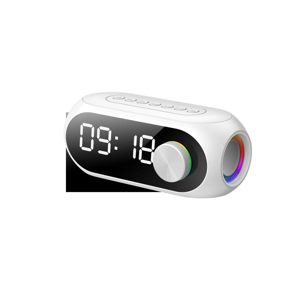 Extra Bass Portable Mini Clock Household Speaker in S8 Black colour with USB cable.