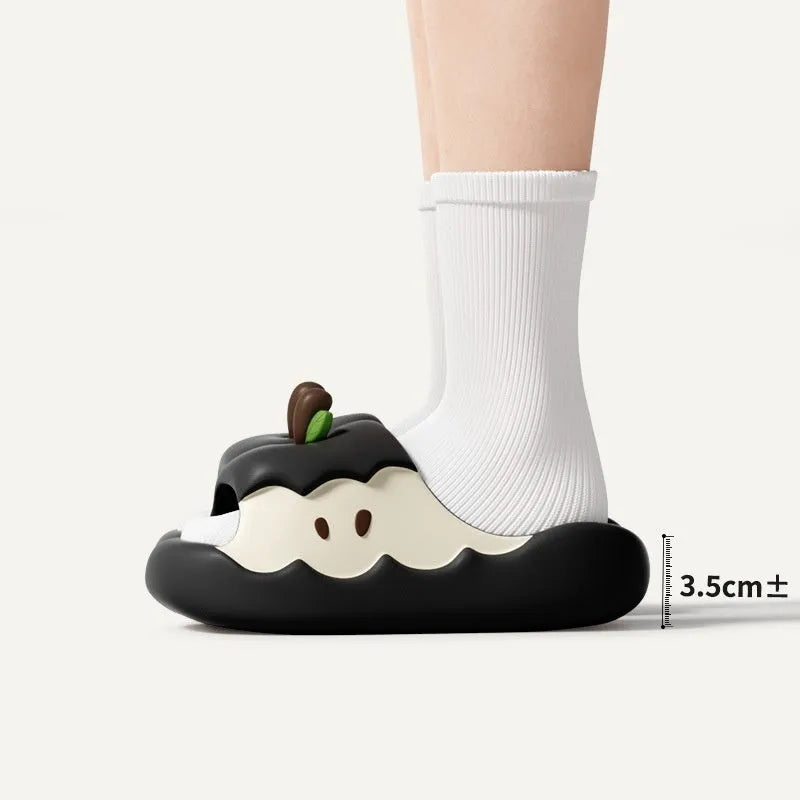 Cartoon fruit design EVA parent-child sandals for couples in light blue, green, pink, black, and red colours