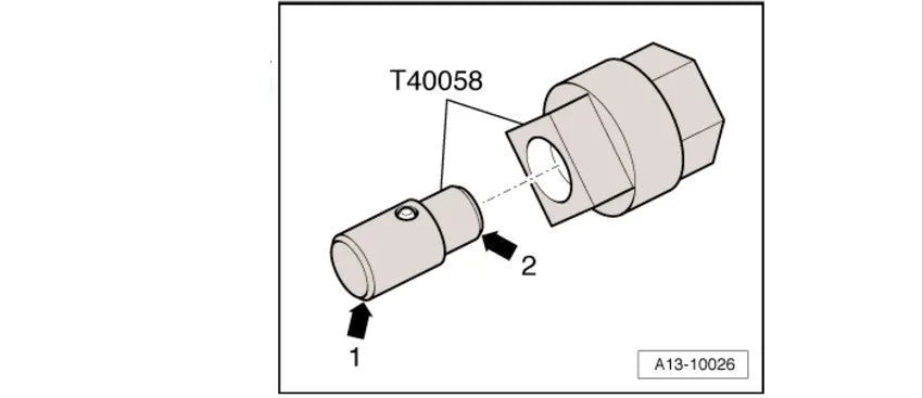 Aodi T40058 crankshaft rotating sleeve automotive timing tool with adapter guide pin.